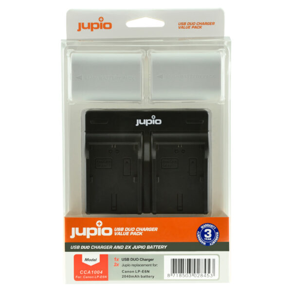 Jupio Kit: 2 x Canon LP-E6N Ultra 2040mAh Batteries + USB Dual Charger