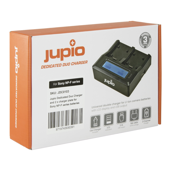 Jupio Dedicated Duo Charger with LCD for Sony NP-F Series Batteries - Image 3