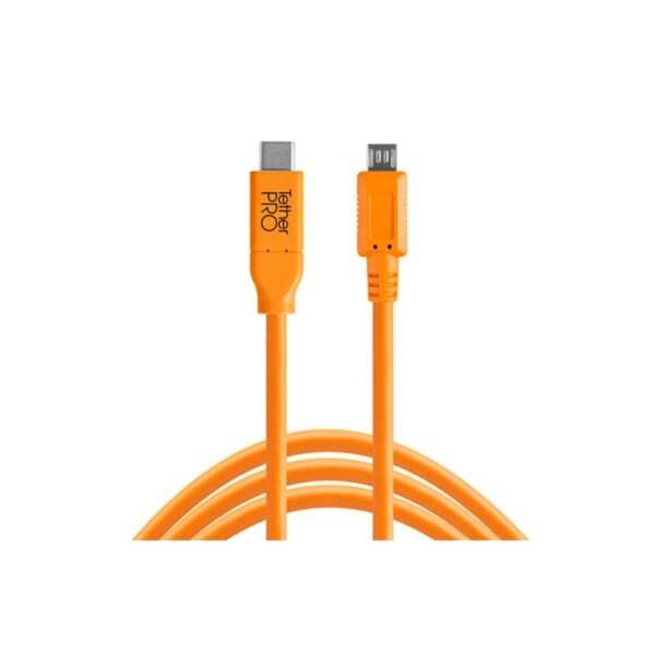 Tether Tools TetherPro USB-C to USB 2.0 Micro-B 5-Pin 4.6m Hi-Vis Orange