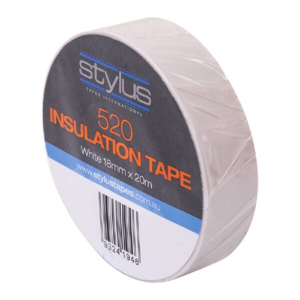 Stylus 520 Electrical Tape White 18mm x 20m