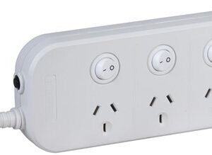 Powertech 4 way Powerboard with 4 switches and Surge Overload Protection
