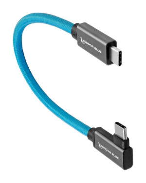 Kondor Blue USB C to USB C High Speed Cable For SSD Recording - Right Angle - 12" (30.4cm) (Blue)