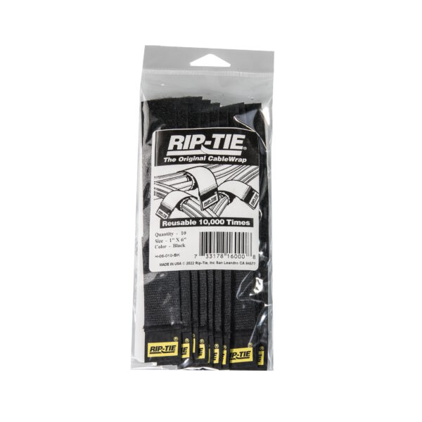 Rip-Tie CableWrap 10 Pack Black 25mm x 15cm