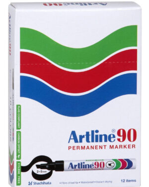 Artline 90 Permanent Marker Black 12 Pack