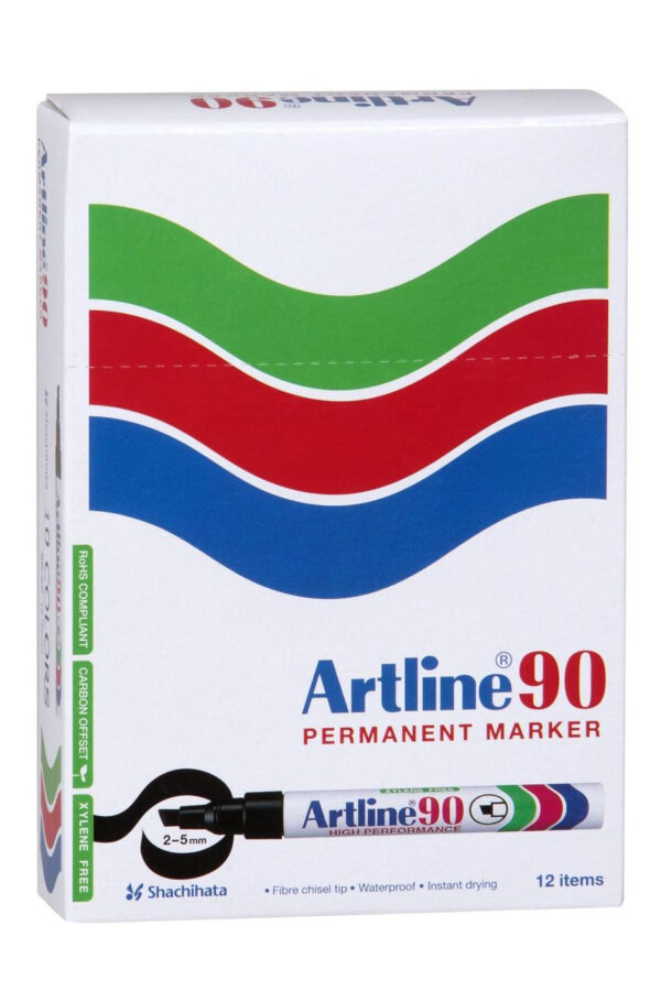 Artline 90 Permanent Marker Black 12 Pack