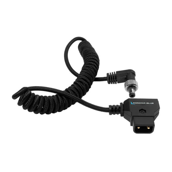 Kondor Blue Coiled D-Tap To Locking DC 2.5mm Right Angle Cable (Black)