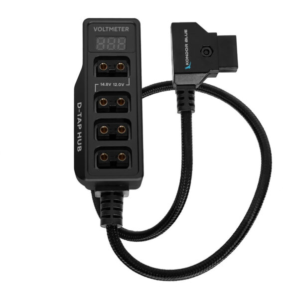 Kondor Blue 12V Metal D-Tap Hub 4 Way Port Power Tap Splitter (Raven Black)