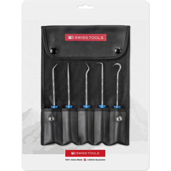 PB Swiss Tools 5pc Picktool with Multicraft Handle in Roll-up Case In-Skin Packs