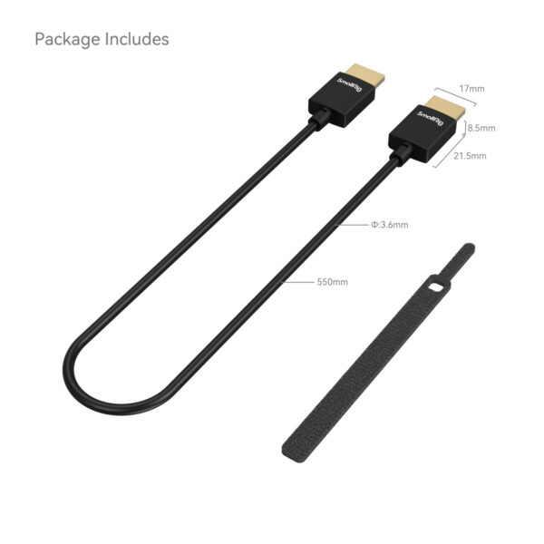 SmallRig Ultra-Slim 4K HDMI Data Cable (A to A) (55cm) 2957B - Image 7