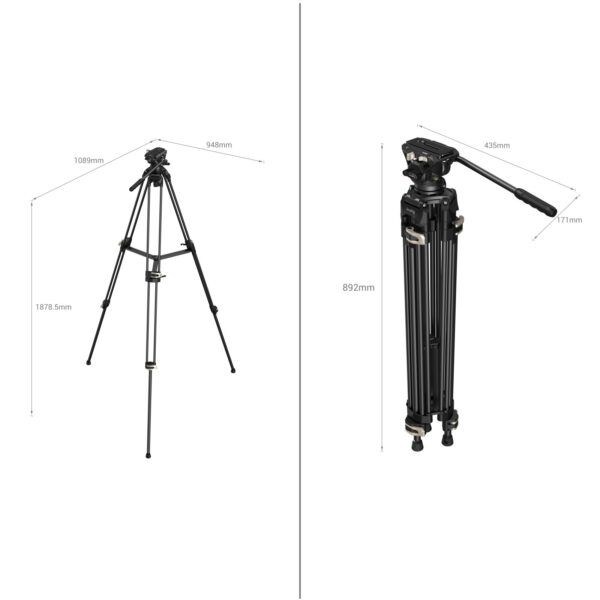SmallRig Heavy-Duty Fluid Head Tripod AD-01 3751B - Image 3