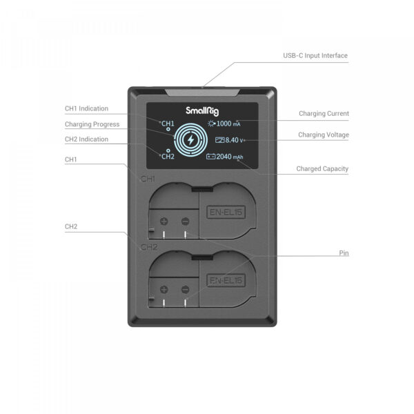 SmallRig EN-EL15 Camera Battery and Charger Kit 3820B - Image 9