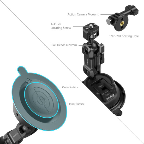 SmallRig Portable Suction Cup Mount Support Kit for Action Cameras/Mobile Phones SC-1K 4275 - Image 4