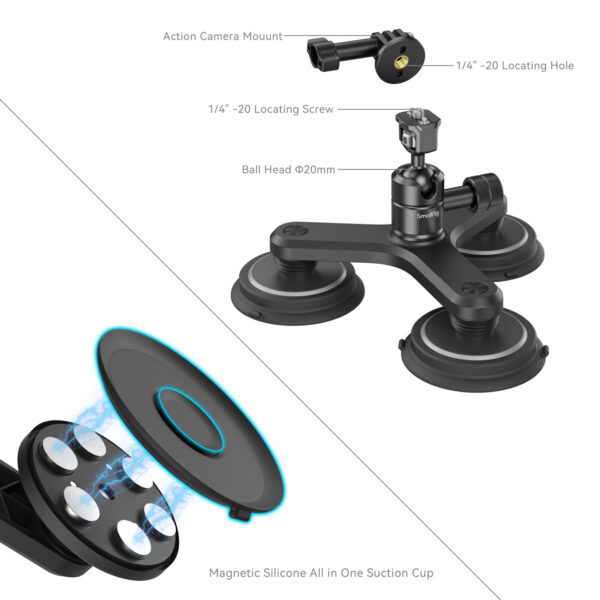 SmallRig Triple Magnetic Suction Cup Mounting Support Kit for Action Cameras 4468 - Image 4