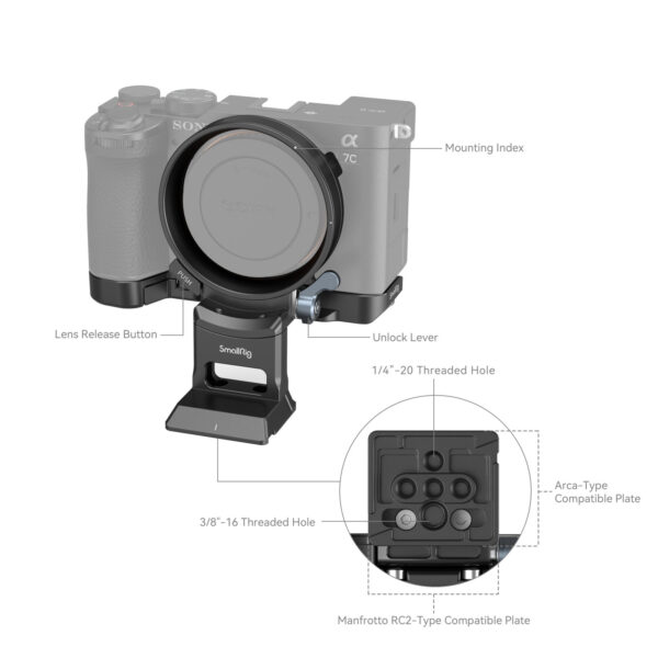 SmallRig Horizontal-to-Vertical Mount Plate Kit for Sony Alpha 7C II / Alpha 7CR 4570 - Image 5