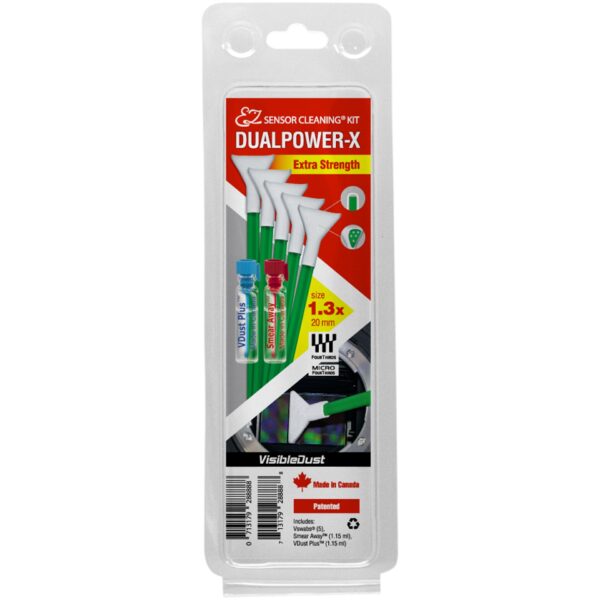 VisibleDust EZ Sensor Cleaning Kit DUALPOWER-X Extra Strength with 5 x MXD-100 Green 1.3x Vswabs