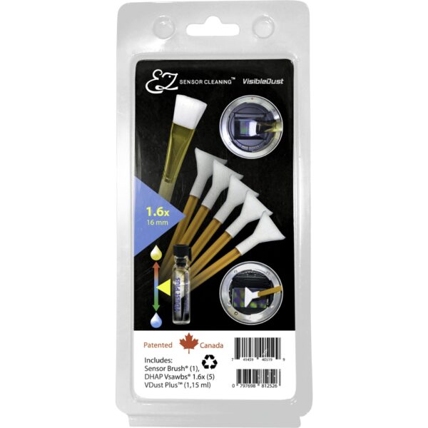 VisibleDust EZ Sensor Cleaning Kit PLUS with VDust Plus, 5 x Orange DHAP 1.6x Vswabs and Sensor Brush
