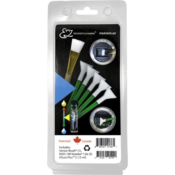 VisibleDust EZ Sensor Cleaning Kit PLUS with VDust Plus, 5 x Green 1.6x Vswabs and Sensor Brush