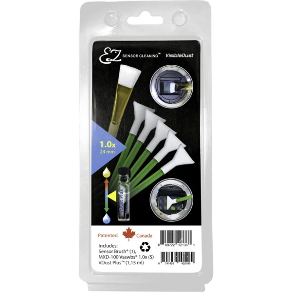 VisibleDust EZ Sensor Cleaning Kit PLUS with VDust Plus, 5 x Green 1.0x Vswabs and Sensor Brush
