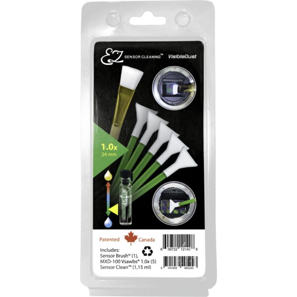 VisibleDust EZ Sensor Cleaning Kit PLUS with Sensor Clean, 5 x Green 1.0x Vswabs and Sensor Brush