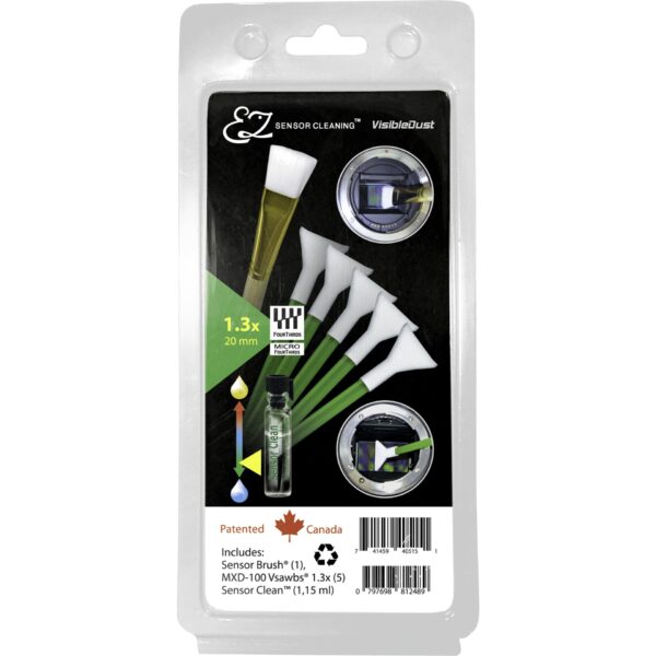 VisibleDust EZ Sensor Cleaning Kit PLUS with Sensor Clean, 5 x Green 1.3x Vswabs and Sensor Brush