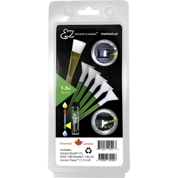 VisibleDust EZ Sensor Cleaning Kit PLUS with Sensor Clean, 5 x Green 1.6x Vswabs and Sensor Brush