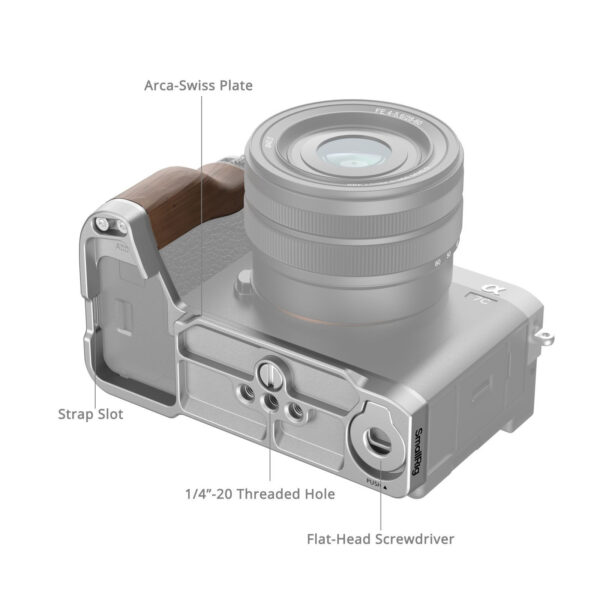 SmallRig L-Shape Mount Plate with Wooden Handle for Sony Alpha 7C II / Alpha 7CR 4796 - Image 4