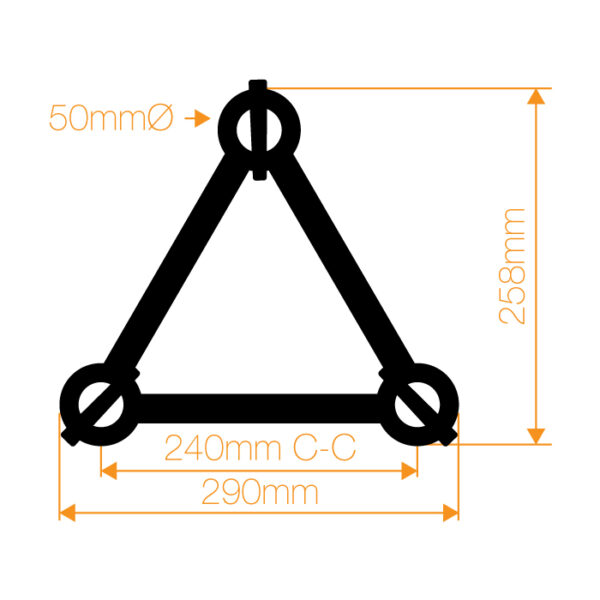 Global Truss F33 Tri Truss 2 Way 90deg Vertical Corner (Apex Outside) with Spigots, Pins & R-Clips - Image 2