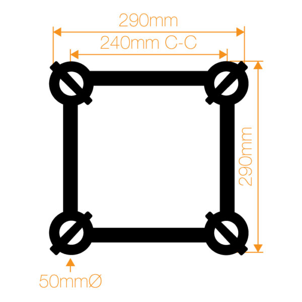 Global Truss F34 Square 1.0m Linear Truss with Spigots, Pins & R-Clips - Image 2