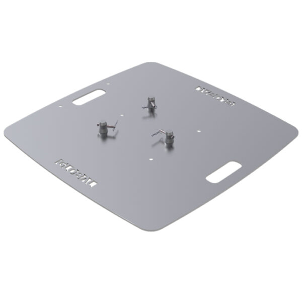Global Truss F33 / F34 Truss 800mm x 800mm x 6mm Laser Cut Steel Base Plate with Spigots, Pins & R-Clips