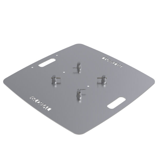 Global Truss F33 / F34 Truss 800mm x 800mm x 6mm Laser Cut Steel Base Plate with Spigots, Pins & R-Clips - Image 2