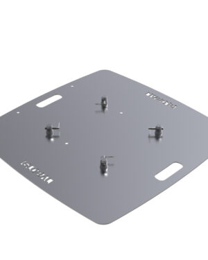 Global Truss F44 Truss 900mm x 900mm x 6mm Square Laser Cut Steel Base Plate with Half-Spigots, Pins & R-Clips