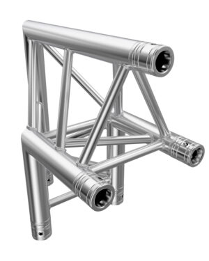 Global Truss F33 Tri Truss 2 Way 90deg Vertical Corner (Apex Outside) with Spigots, Pins & R-Clips