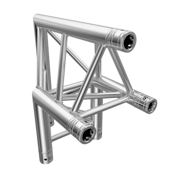 Global Truss F33 Tri Truss 2 Way 90deg Vertical Corner (Apex Outside) with Spigots, Pins & R-Clips
