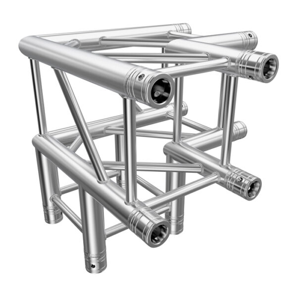 Global Truss F34 Square Truss 3 Way 90deg Corner to Vertical Junction with Spigots, Pins & R-Clips