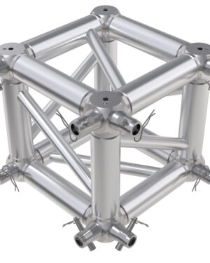 Global Truss F34 Square Truss 6 Way Cube Junction with M12 Bolts, Half-Spigots, Pins & R-Clips for 2 Faces
