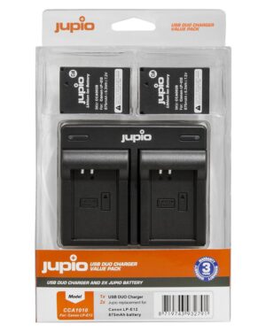 Jupio Kit: 2 x Canon LP-E12 875mAh Batteries + USB  Dual Charger