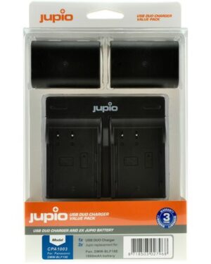 Jupio Kit: 2 x Panasonic DMW-BLF19E 1860mAh Batteries + USB Dual Charger