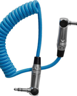 Kondor Blue Coiled 3.5mm Right Angle TRS Stereo Audio Cable 30 - 60CM (12-24in)