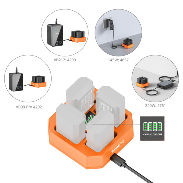 SmallRig NP-FZ100 4-Channel Camera Battery Charger 4839 - Image 7