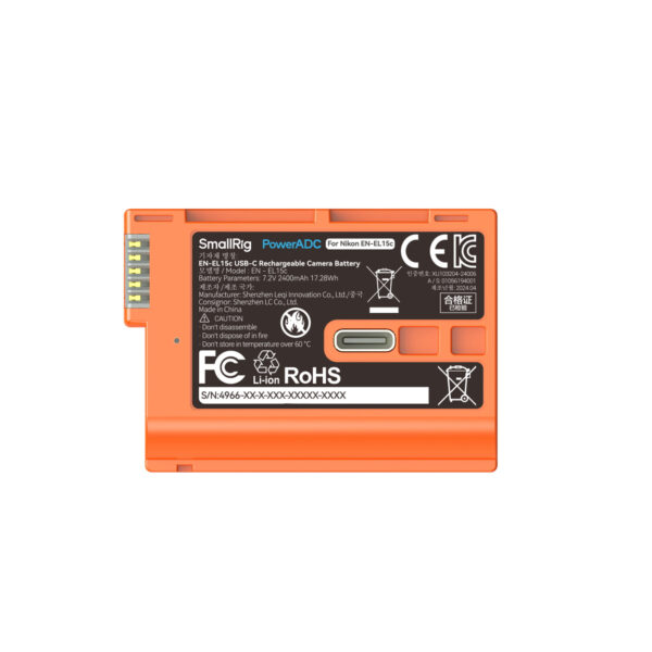 SmallRig EN-EL15c USB-C Rechargeable Camera Battery (Orange) 4966 - Image 3