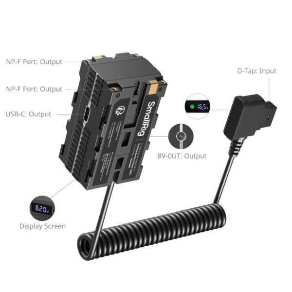 SmallRig D-Tap to Dual-Sided NP-F Dummy Battery Power Cable 4884 - Image 3