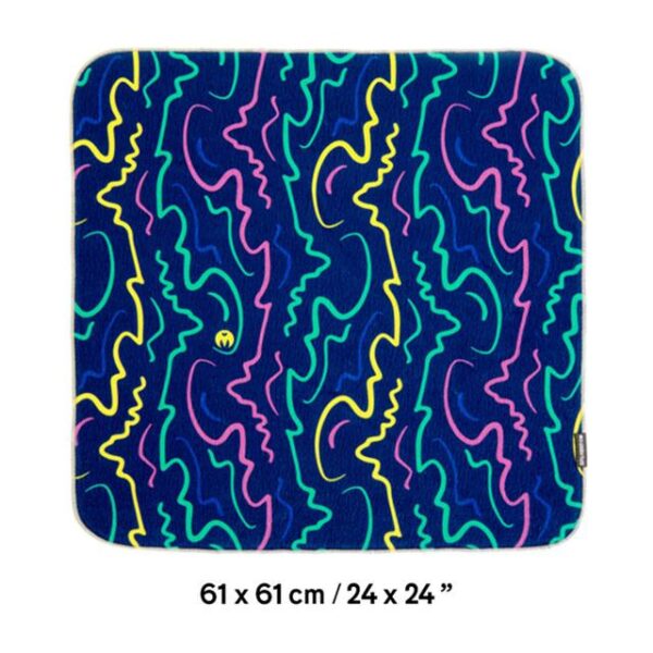 3 Legged Thing - Wrapz 24 x 24 in. Extra Large H2O Resistant Wrap w/adhesive closure Blue w/multi color squiqqles