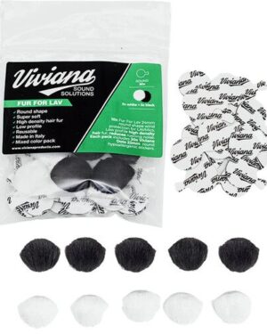 Viviana Fur for Lavalier Microphones - Round, Black & White