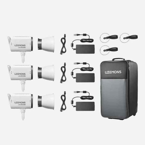 Godox Litemons LA300BI-C 3 Light Kit + Roller Case