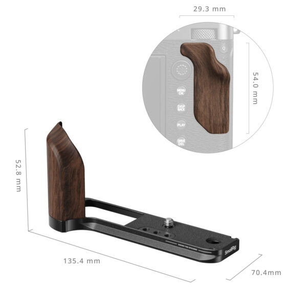 SmallRig L-Shape Mount Plate with Wooden Handle for FUJIFILM GFX100RF (Black) 5266 - Image 3