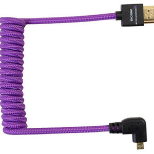 Kondor Blue Gerald Undone MK2 Coiled Right Angle Micro HDMI To Full HDMI (30 To 60cm) - Purple (R5/R6)