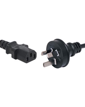 Powertran IEC C13 10A 3 Pin Black Appliance Mains Power Cable 2m