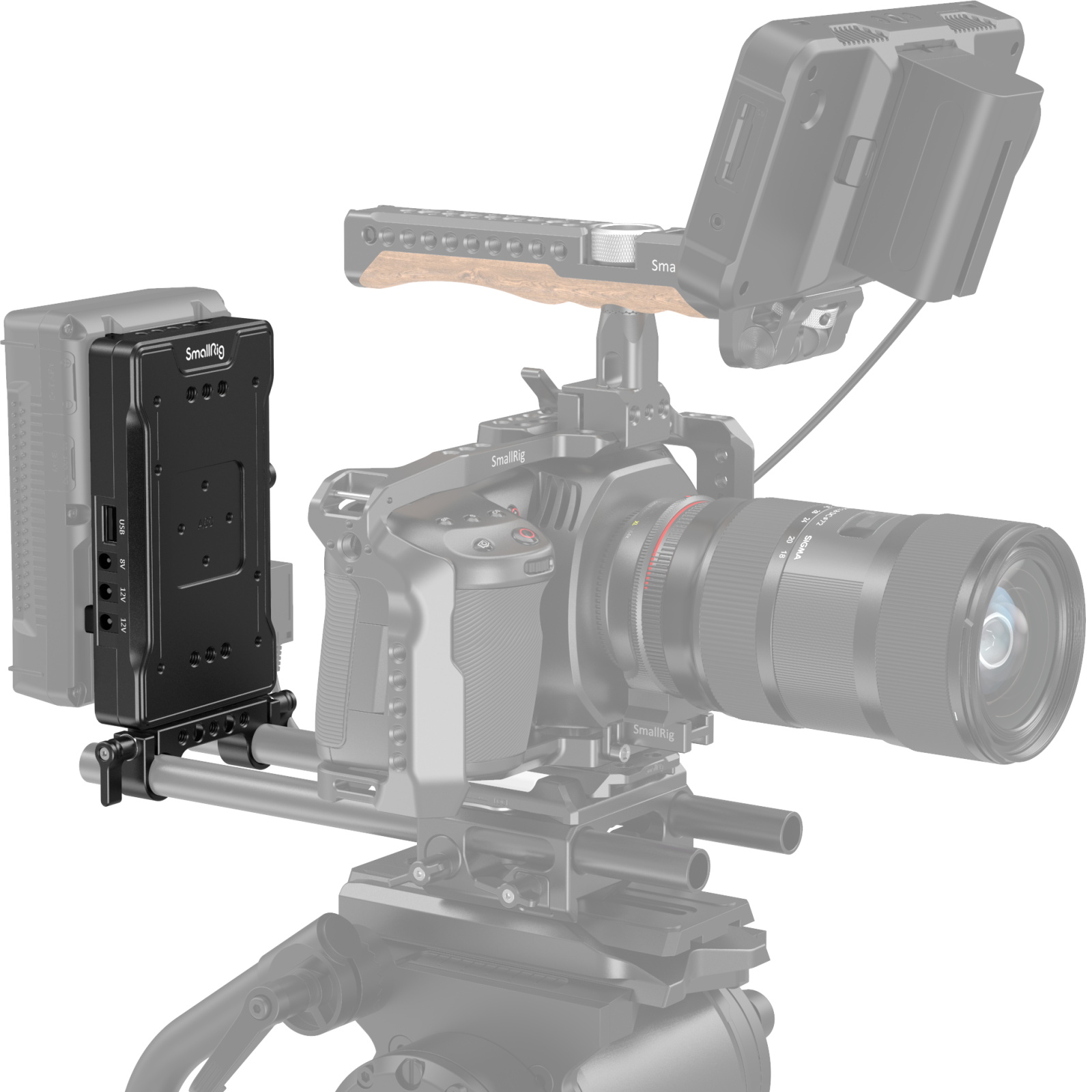 SmallRig V Mount Battery Adapter Plate with Adjustable Arm 3204 - Image 2