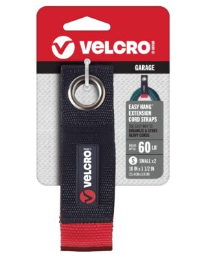 Velcro Easy Hang A Extension Cord Strap 1 1/2in x 10in, black S-2pack