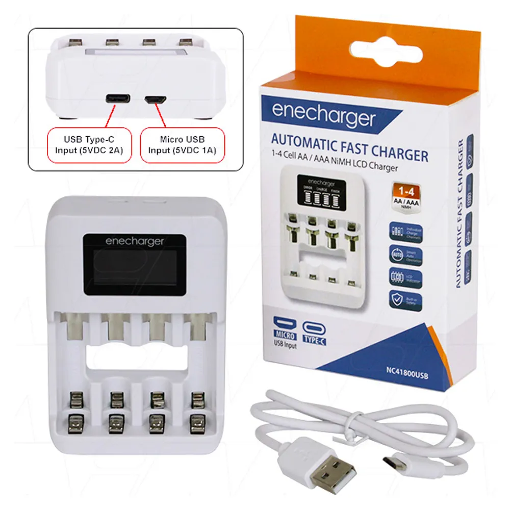 Enecharger 4 Cell Fast Charger AA/AAA Nimh USB - Image 2